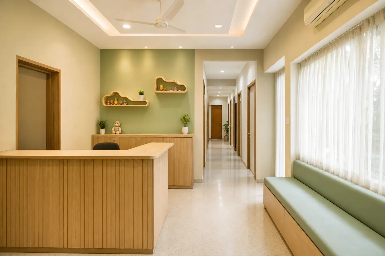 Clinic & pharmacy fit-out, Velachery, Chennai — design impression